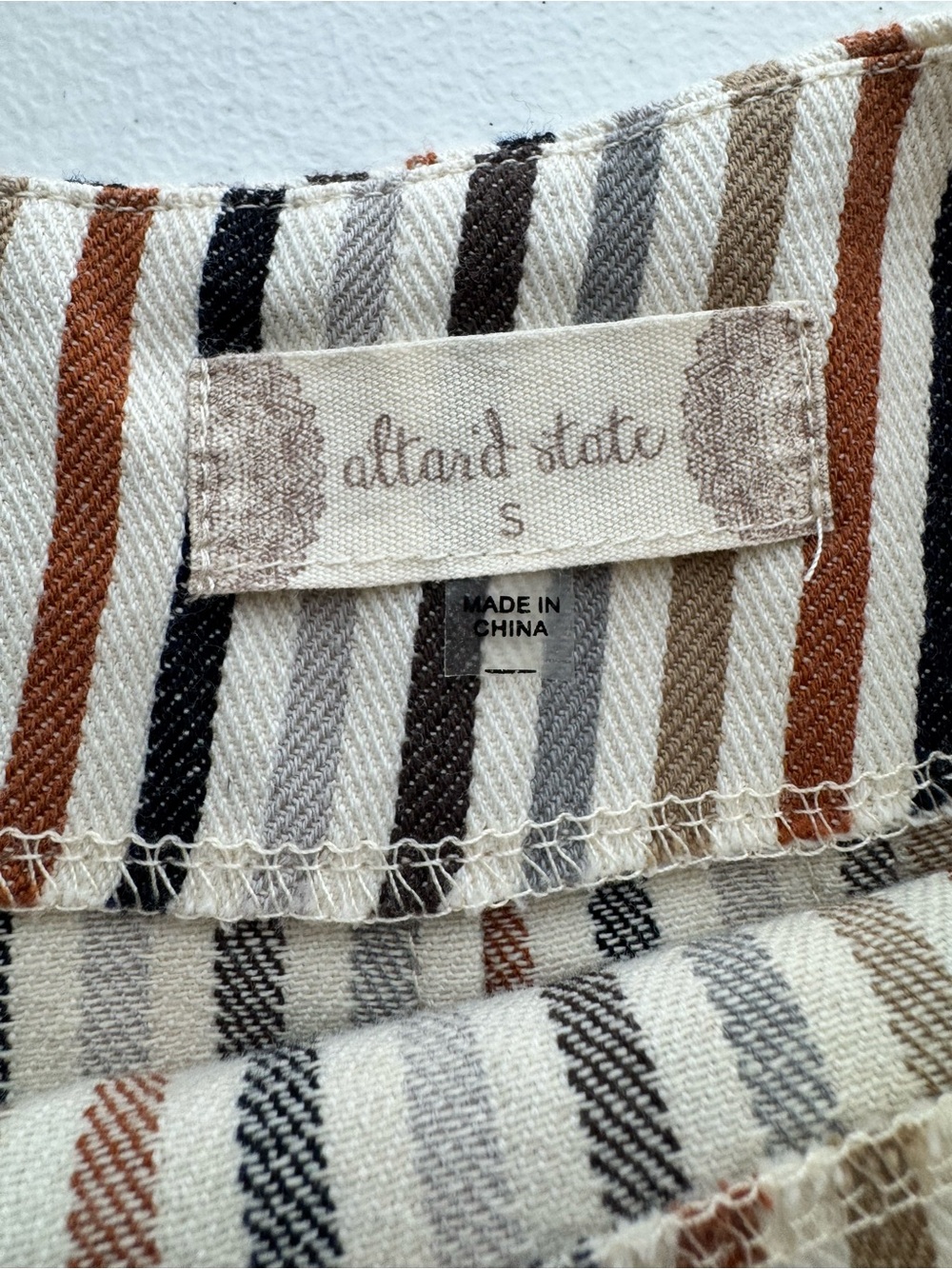 Altar’d State Striped Button Front Mini Skirt Size S Neutral Preppy - Picture 4 of 8